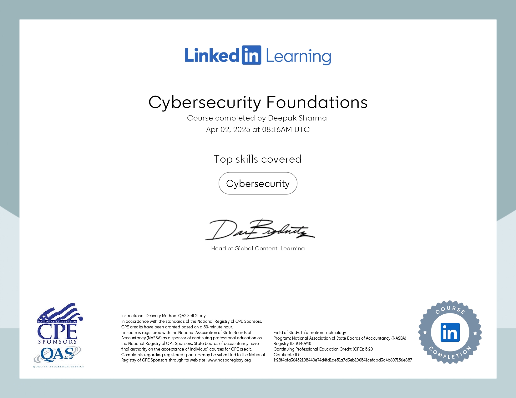 Cybersecurity Foundations Certificate